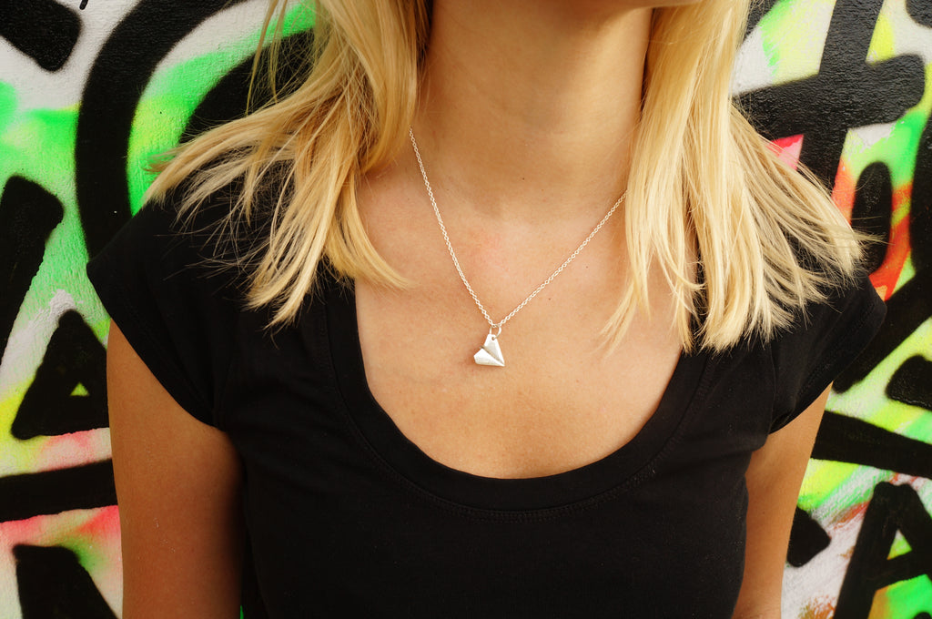 The Paper Airplane Silver Necklace - Makers Travelers