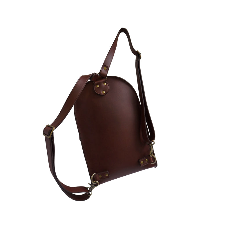Brown Leather Dome Backpack
