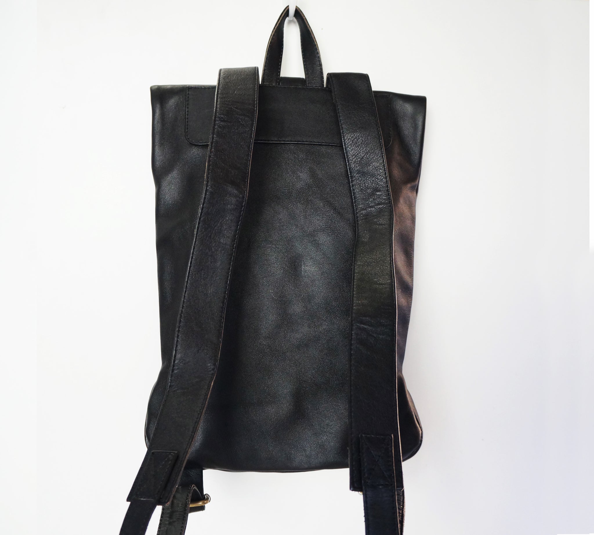 asos leather backpack in black Faux Mini Multiway Shoulder Handbag Bowtique Preloved everyday carry. Black Grained Leather Backpack |