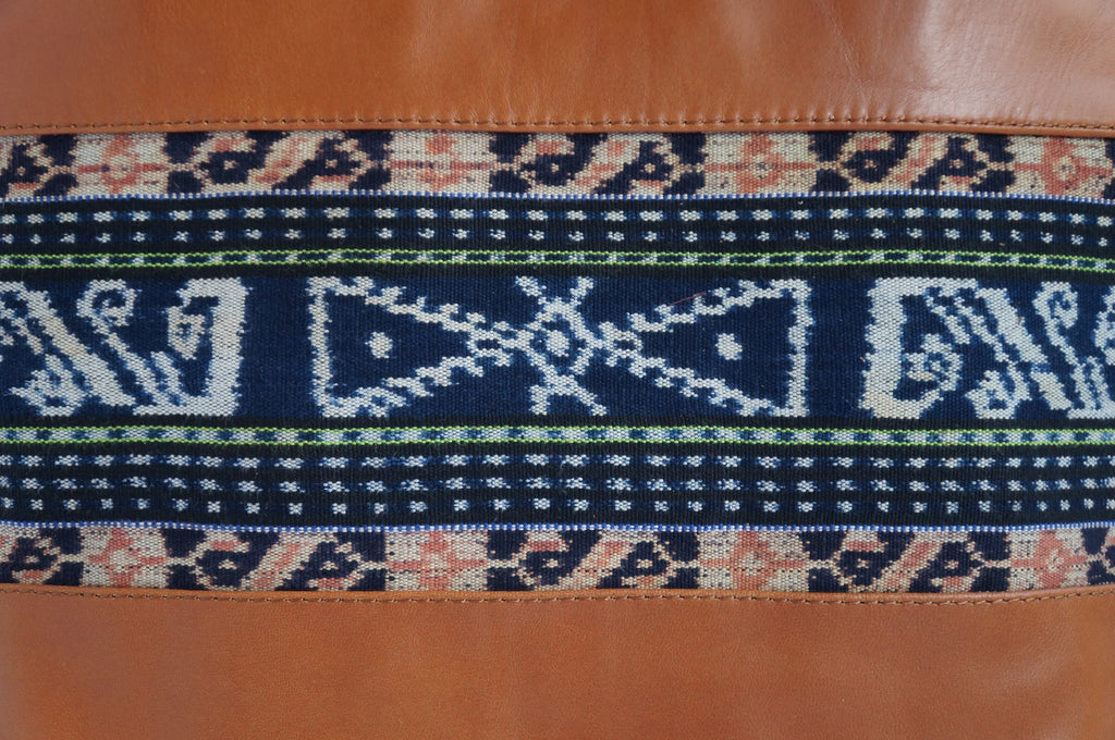 Indo Tribal and Brown Leather Tote