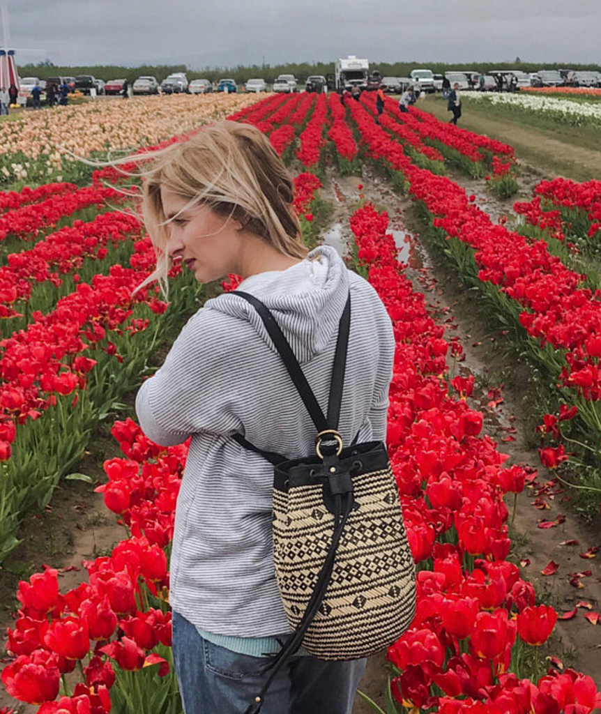 Rattan and Leather Bucket Bag